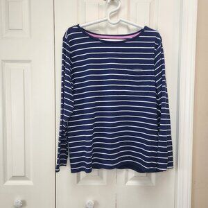 [XXL] St John's Bay Navy and White Striped Long-Sleeved Women's Shirt Size XXL